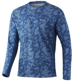 Huk Icon X Running Lakes Long Sleeve Shirt - Titanium Blue - Large