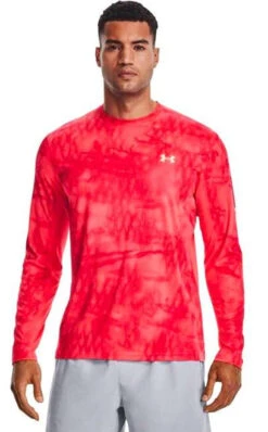Under Armour Iso-Chill Shorebreak Camo Long Sleeve Shirt - Venom Red - XL